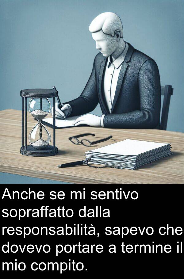sapevo: Anche se mi sentivo sopraffatto dalla responsabilità, sapevo che dovevo portare a termine il mio compito.
