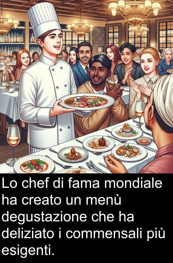 commensali: Lo chef di fama mondiale ha creato un menù degustazione che ha deliziato i commensali più esigenti.