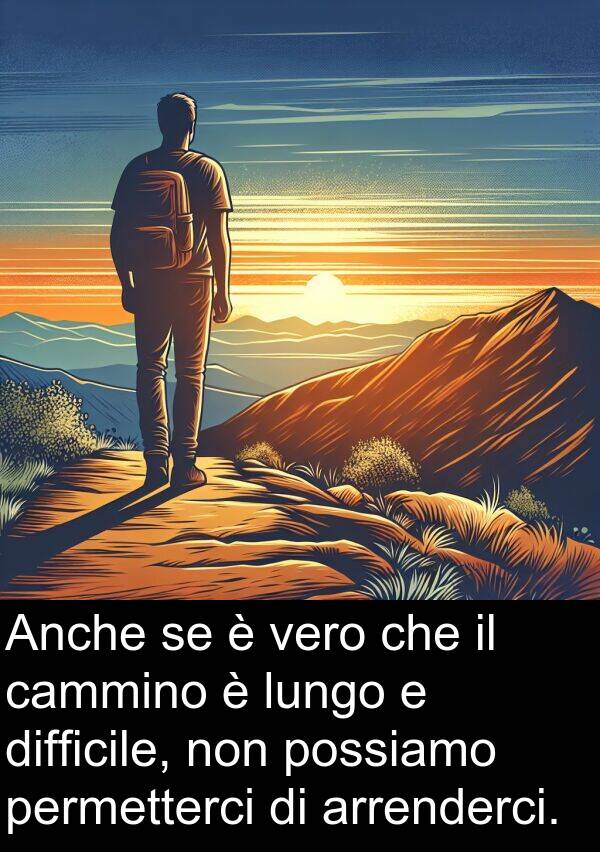 possiamo: Anche se è vero che il cammino è lungo e difficile, non possiamo permetterci di arrenderci.