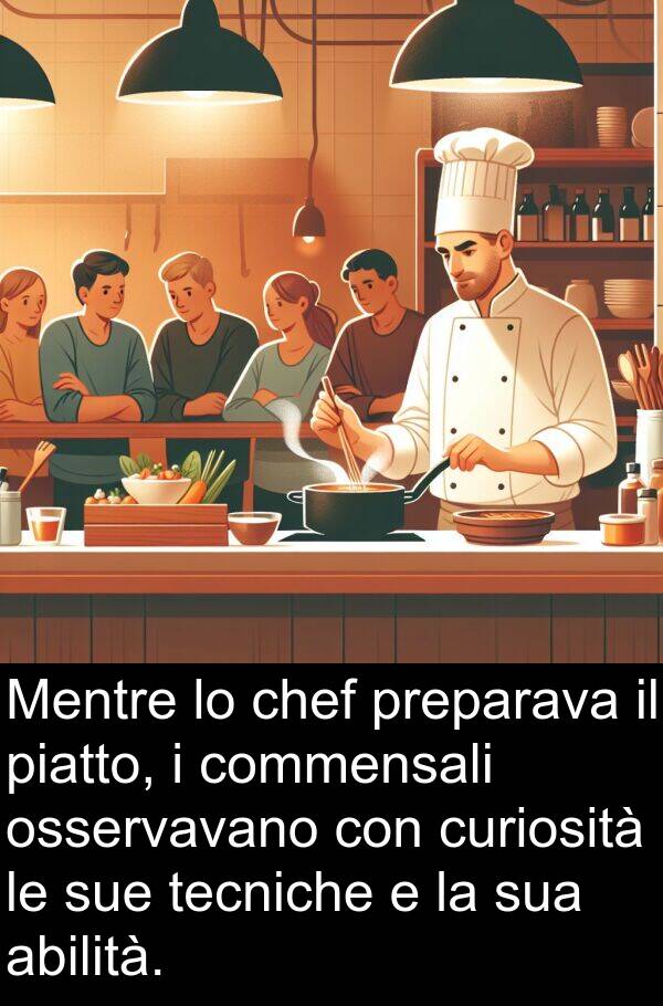 commensali: Mentre lo chef preparava il piatto, i commensali osservavano con curiosità le sue tecniche e la sua abilità.