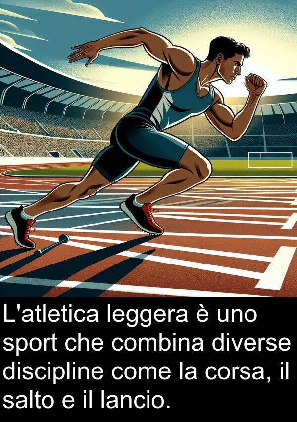 lancio: L'atletica leggera è uno sport che combina diverse discipline come la corsa, il salto e il lancio.