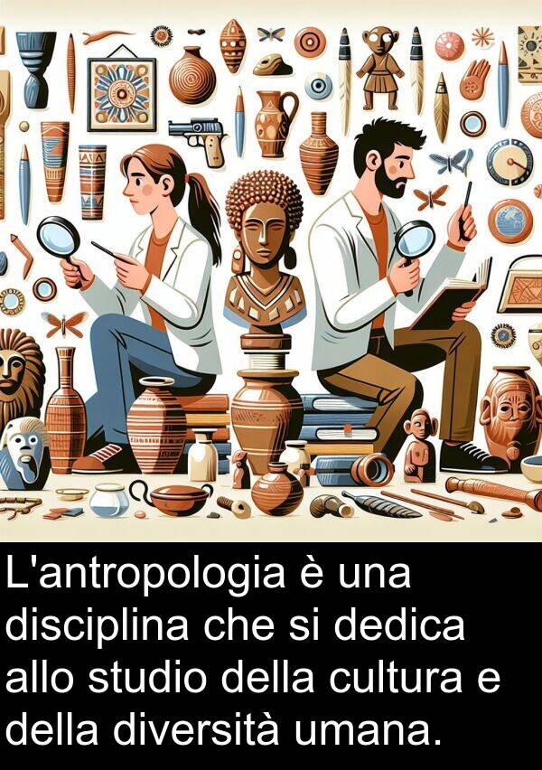 cultura: L'antropologia è una disciplina che si dedica allo studio della cultura e della diversità umana.