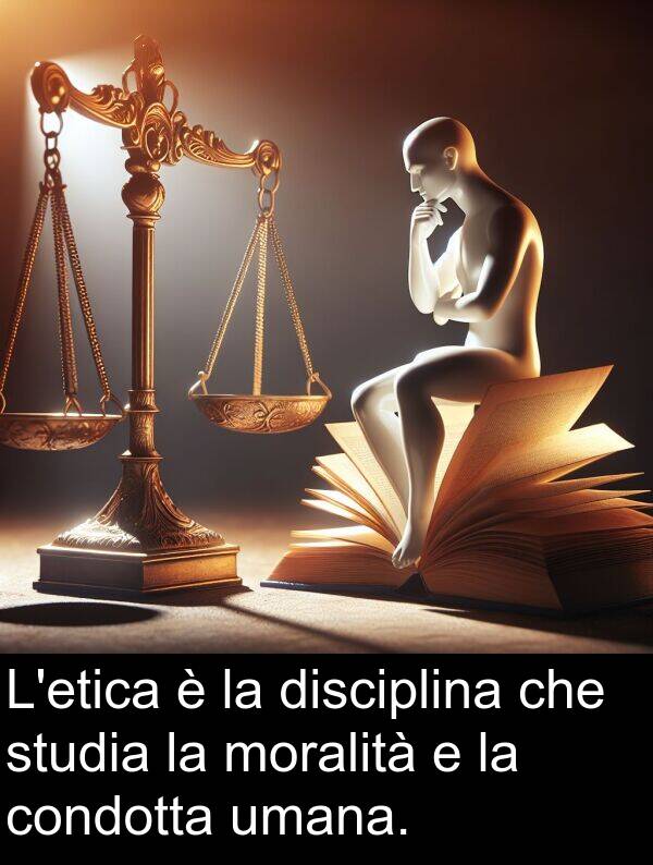 studia: L'etica è la disciplina che studia la moralità e la condotta umana.