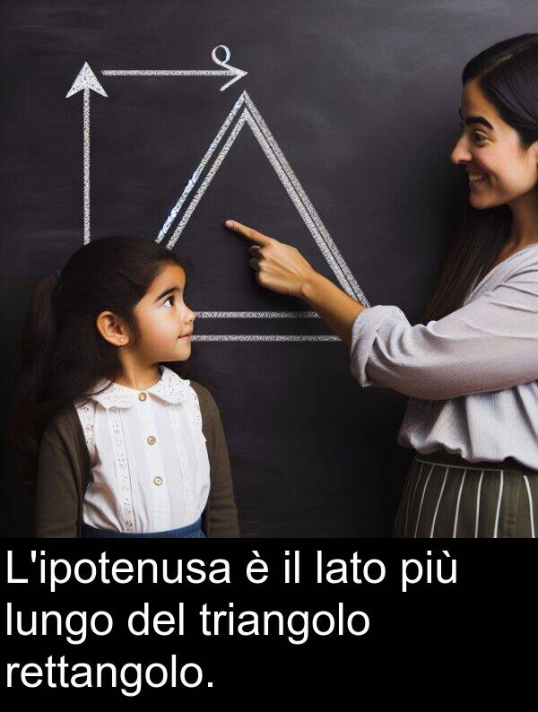 rettangolo: L'ipotenusa è il lato più lungo del triangolo rettangolo.