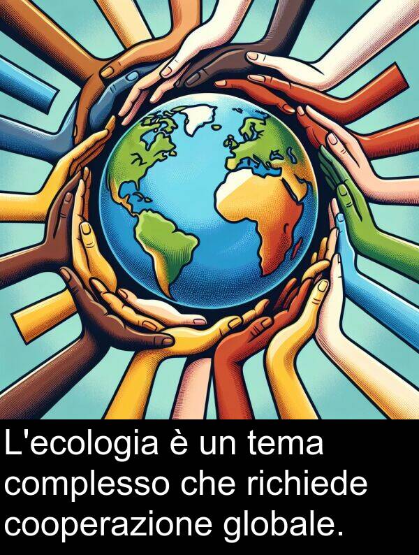 tema: L'ecologia è un tema complesso che richiede cooperazione globale.