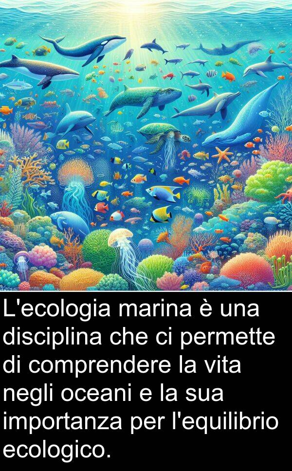 comprendere: L'ecologia marina è una disciplina che ci permette di comprendere la vita negli oceani e la sua importanza per l'equilibrio ecologico.