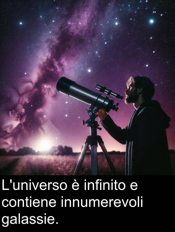 infinito: L'universo è infinito e contiene innumerevoli galassie.