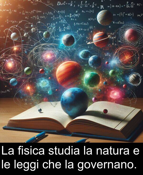 governano: La fisica studia la natura e le leggi che la governano.