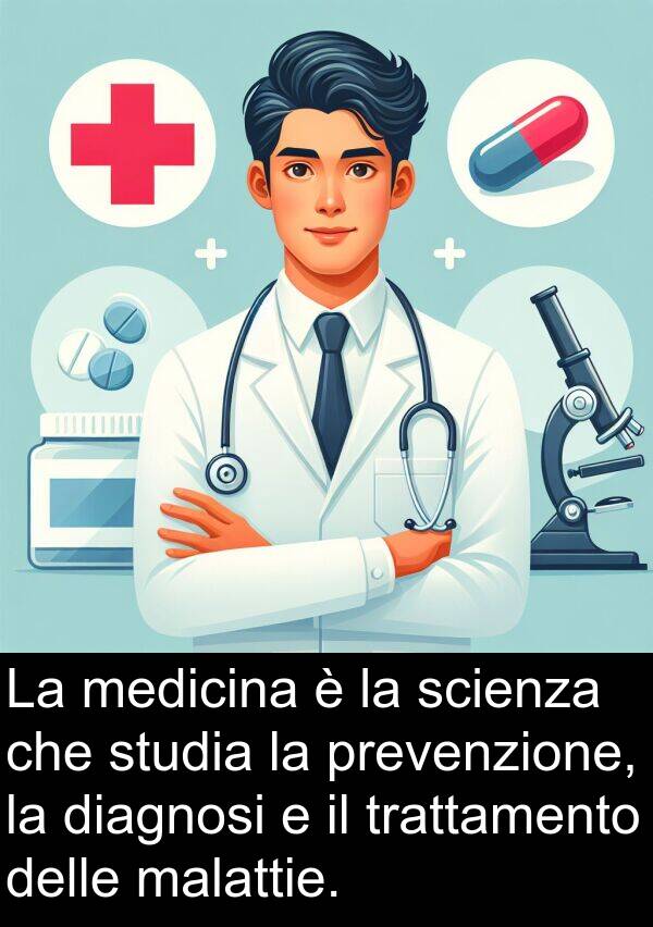 studia: La medicina è la scienza che studia la prevenzione, la diagnosi e il trattamento delle malattie.