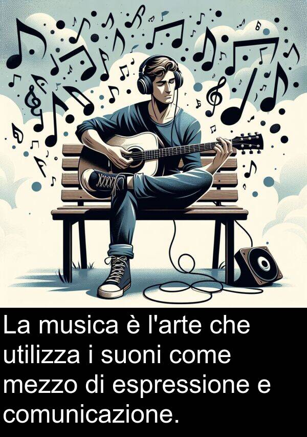 espressione: La musica è l'arte che utilizza i suoni come mezzo di espressione e comunicazione.