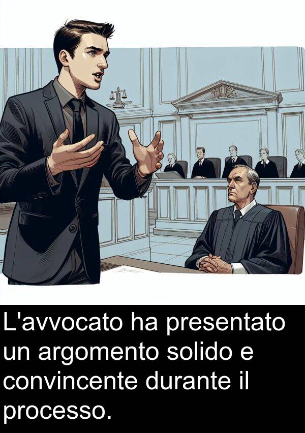 processo: L'avvocato ha presentato un argomento solido e convincente durante il processo.
