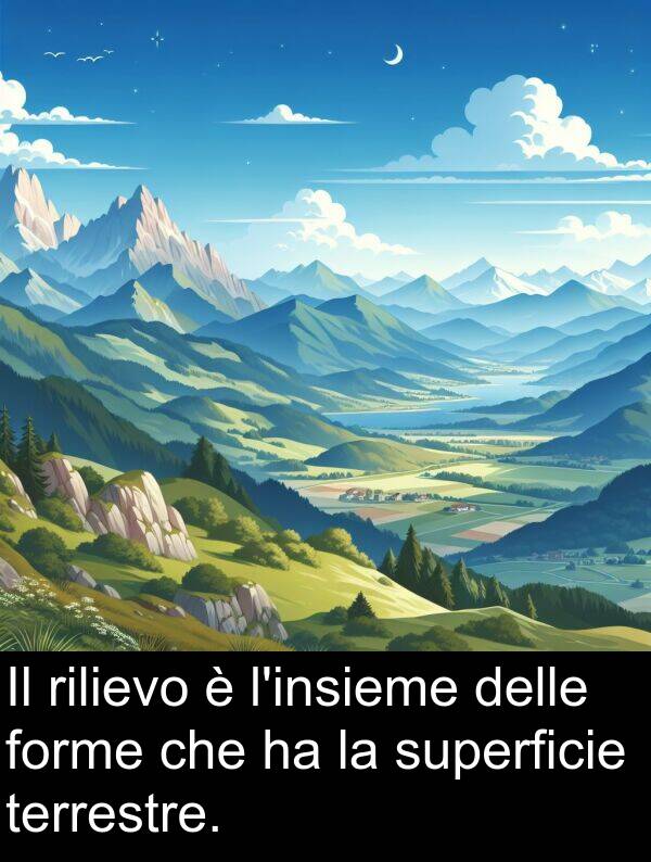 superficie: Il rilievo è l'insieme delle forme che ha la superficie terrestre.