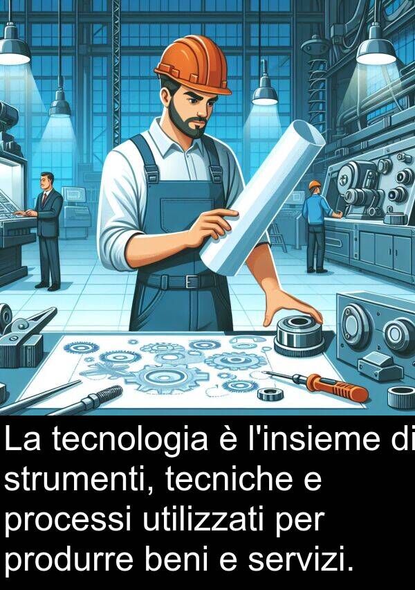 tecnologia: La tecnologia è l'insieme di strumenti, tecniche e processi utilizzati per produrre beni e servizi.