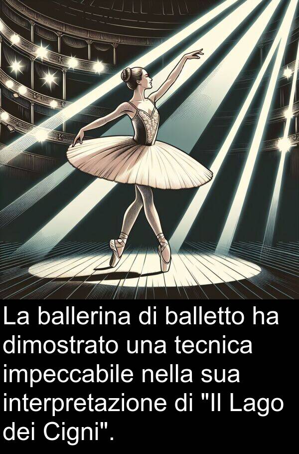 ballerina: La ballerina di balletto ha dimostrato una tecnica impeccabile nella sua interpretazione di "Il Lago dei Cigni".