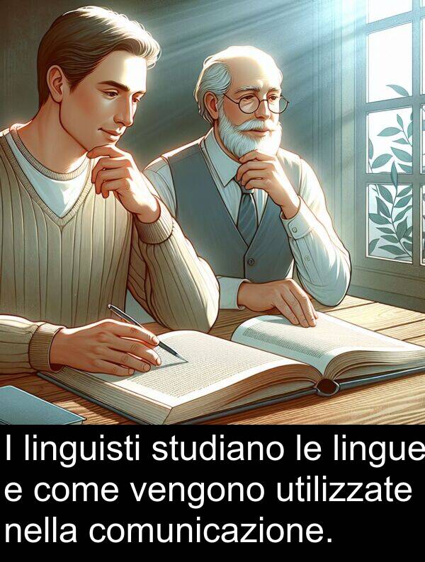 vengono: I linguisti studiano le lingue e come vengono utilizzate nella comunicazione.