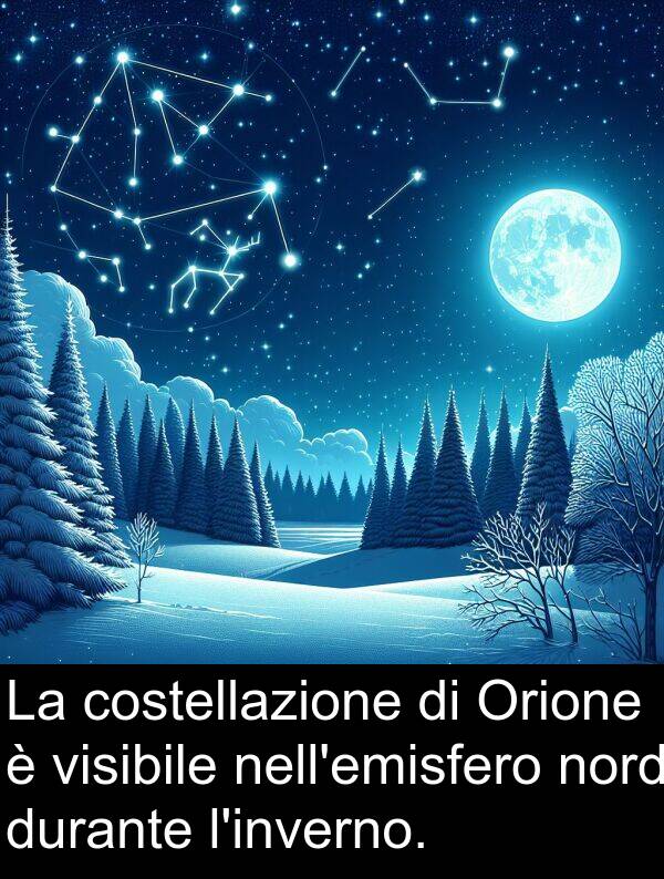 nord: La costellazione di Orione è visibile nell'emisfero nord durante l'inverno.