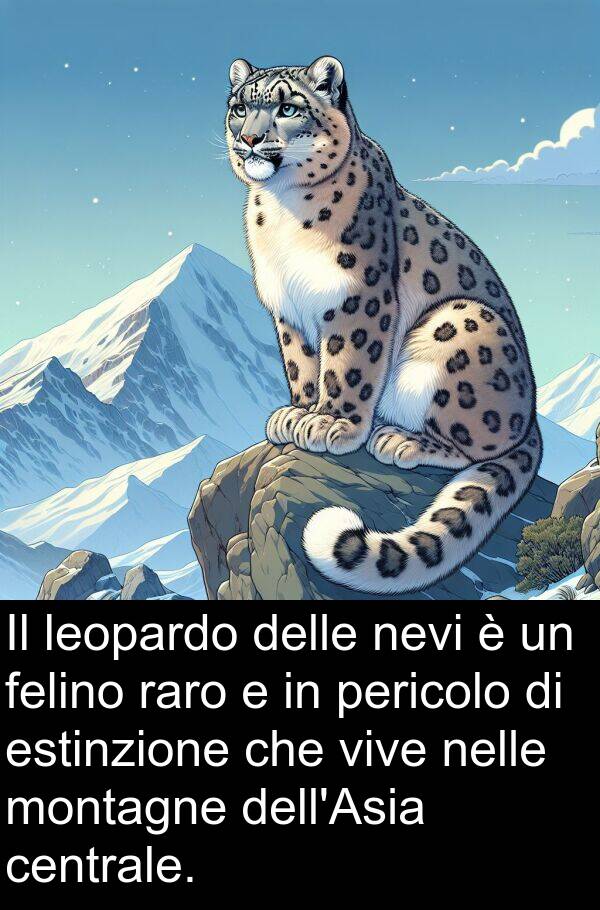 vive: Il leopardo delle nevi è un felino raro e in pericolo di estinzione che vive nelle montagne dell'Asia centrale.