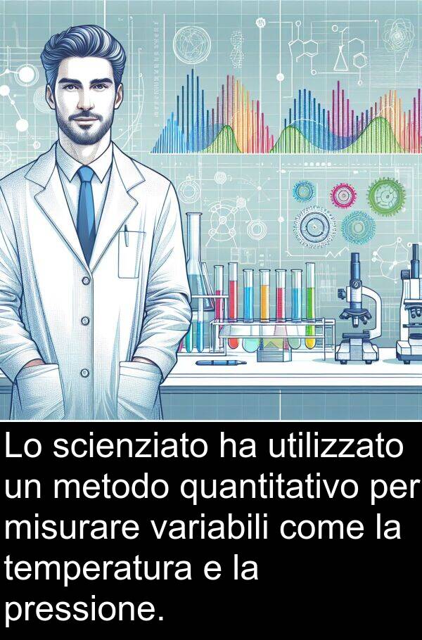 quantitativo: Lo scienziato ha utilizzato un metodo quantitativo per misurare variabili come la temperatura e la pressione.