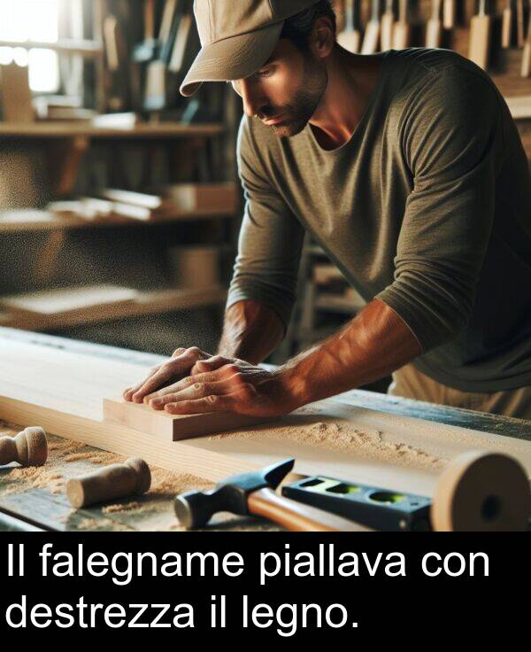 falegname: Il falegname piallava con destrezza il legno.