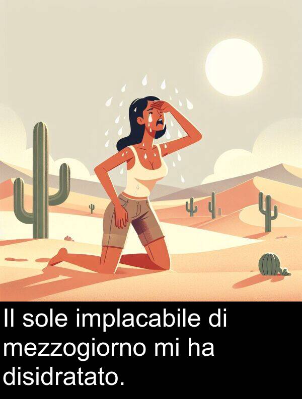 mezzogiorno: Il sole implacabile di mezzogiorno mi ha disidratato.