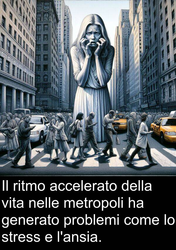 generato: Il ritmo accelerato della vita nelle metropoli ha generato problemi come lo stress e l'ansia.
