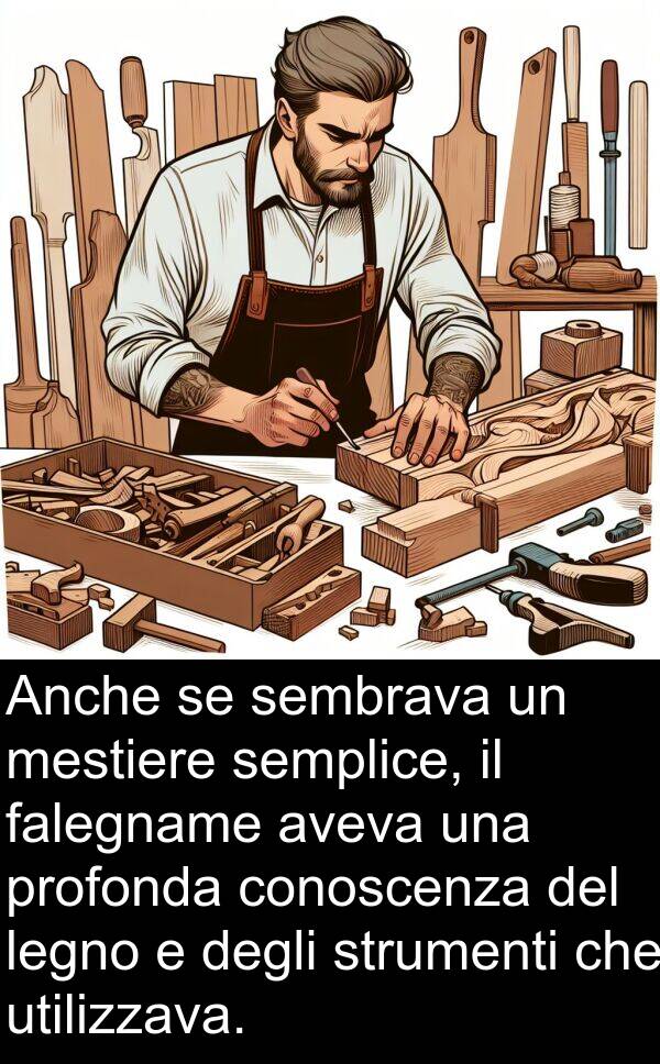 falegname: Anche se sembrava un mestiere semplice, il falegname aveva una profonda conoscenza del legno e degli strumenti che utilizzava.