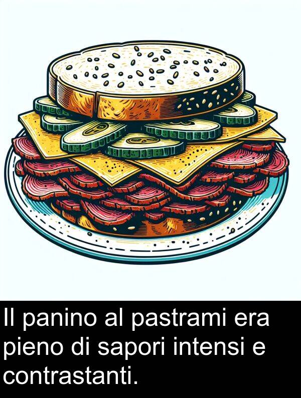 sapori: Il panino al pastrami era pieno di sapori intensi e contrastanti.