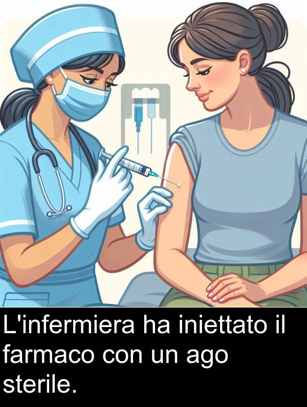 iniettato: L'infermiera ha iniettato il farmaco con un ago sterile.