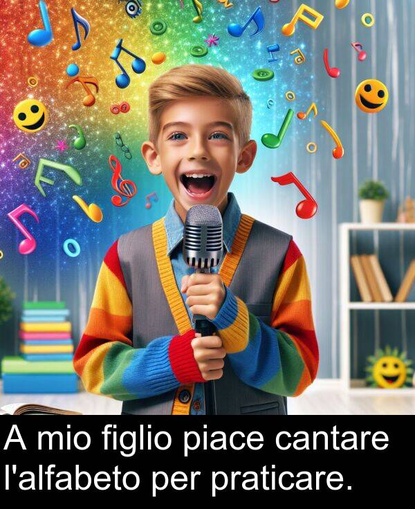 figlio: A mio figlio piace cantare l'alfabeto per praticare.