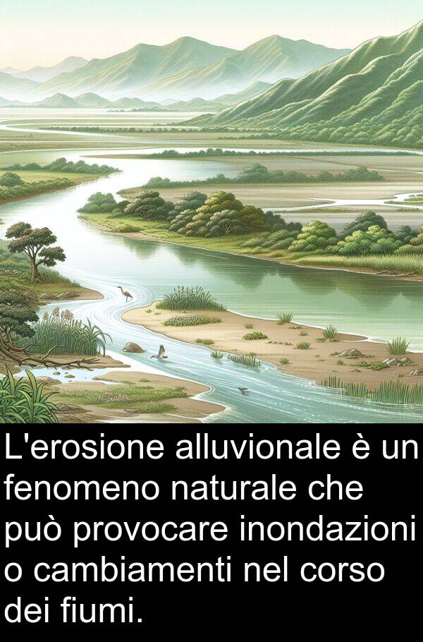 alluvionale: L'erosione alluvionale è un fenomeno naturale che può provocare inondazioni o cambiamenti nel corso dei fiumi.