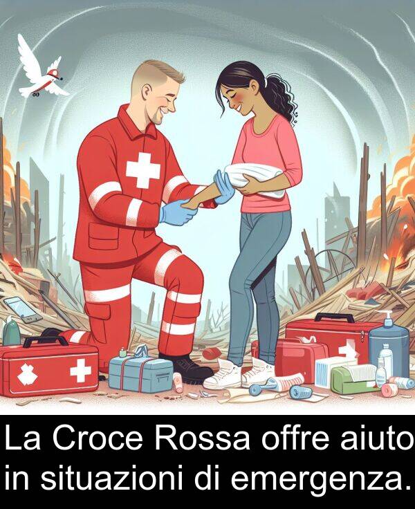 aiuto: La Croce Rossa offre aiuto in situazioni di emergenza.