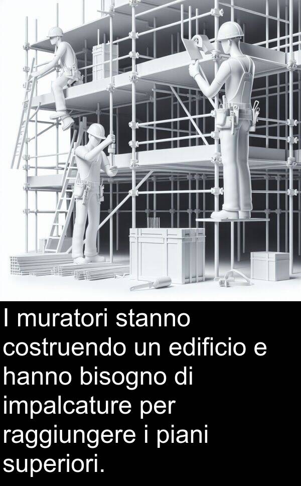 piani: I muratori stanno costruendo un edificio e hanno bisogno di impalcature per raggiungere i piani superiori.