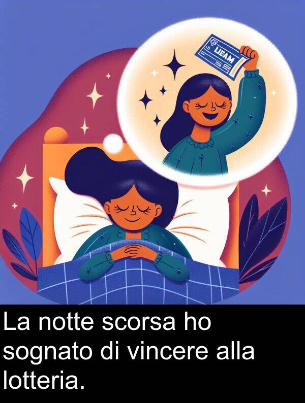alla: La notte scorsa ho sognato di vincere alla lotteria.