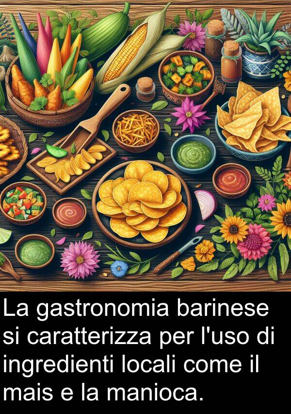 barinese: La gastronomia barinese si caratterizza per l'uso di ingredienti locali come il mais e la manioca.