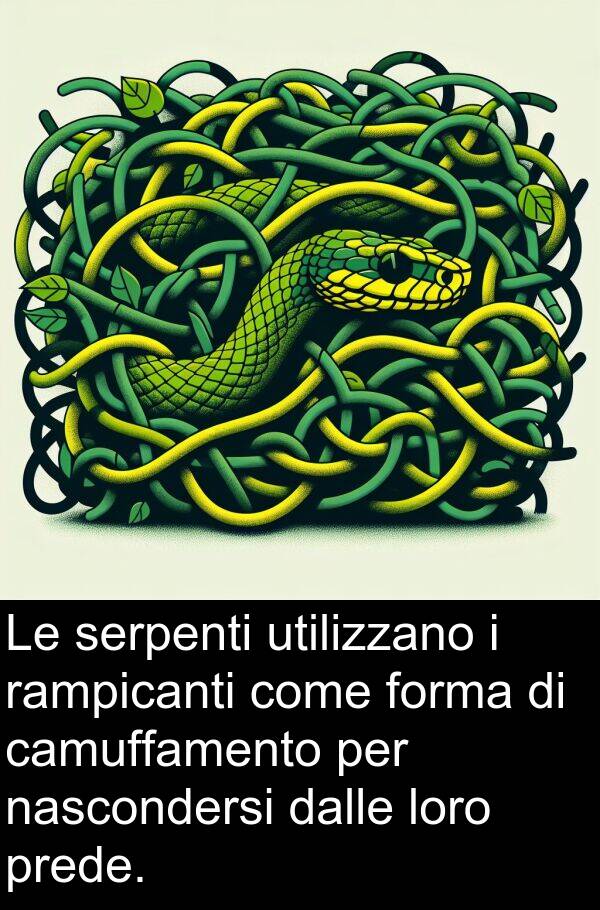 dalle: Le serpenti utilizzano i rampicanti come forma di camuffamento per nascondersi dalle loro prede.