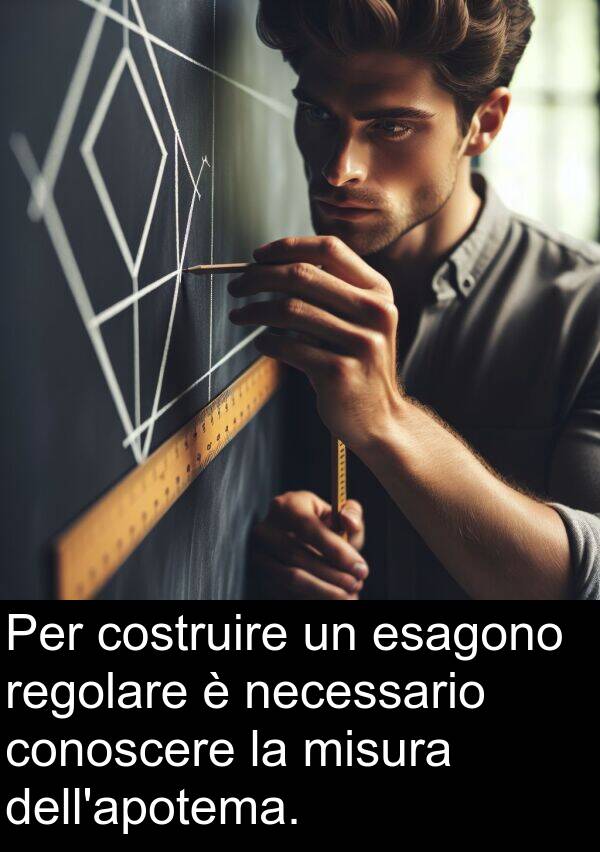 esagono: Per costruire un esagono regolare è necessario conoscere la misura dell'apotema.