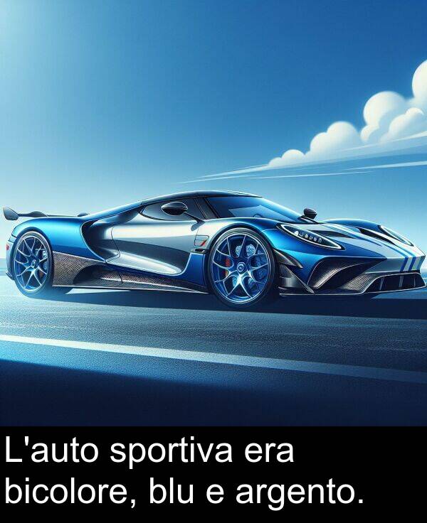 sportiva: L'auto sportiva era bicolore, blu e argento.