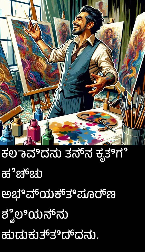 ಕಲಾವಿದನು: ಕಲಾವಿದನು ತನ್ನ ಕೃತಿಗೆ ಹೆಚ್ಚು ಅಭಿವ್ಯಕ್ತಿಪೂರ್ಣ ಶೈಲಿಯನ್ನು ಹುಡುಕುತ್ತಿದ್ದನು.