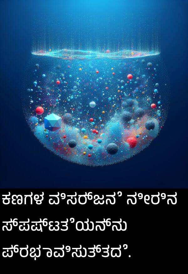 ನೀರಿನ: ಕಣಗಳ ವಿಸರ್ಜನೆ ನೀರಿನ ಸ್ಪಷ್ಟತೆಯನ್ನು ಪ್ರಭಾವಿಸುತ್ತದೆ.