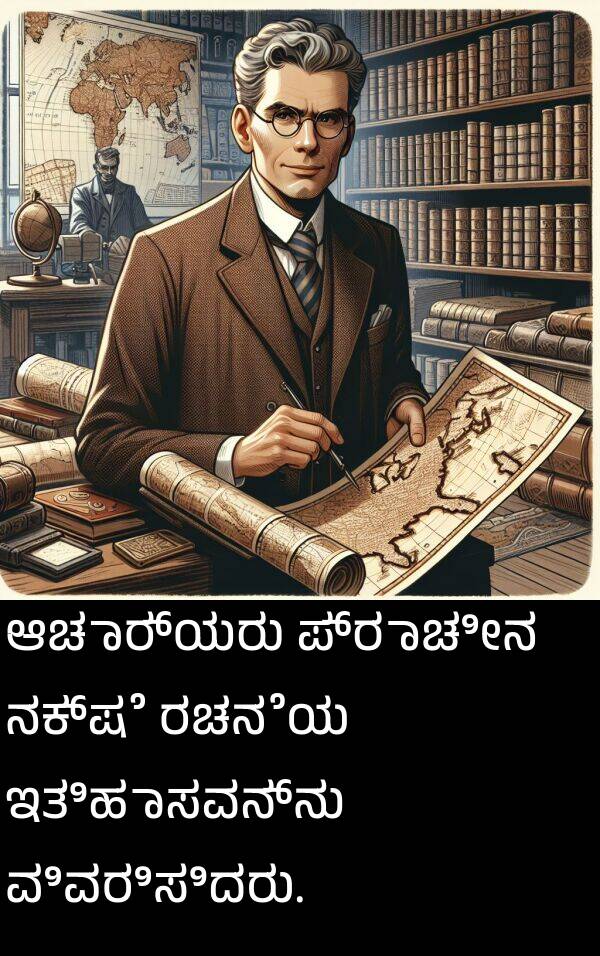 ಆಚಾರ್ಯರು: ಆಚಾರ್ಯರು ಪ್ರಾಚೀನ ನಕ್ಷೆ ರಚನೆಯ ಇತಿಹಾಸವನ್ನು ವಿವರಿಸಿದರು.