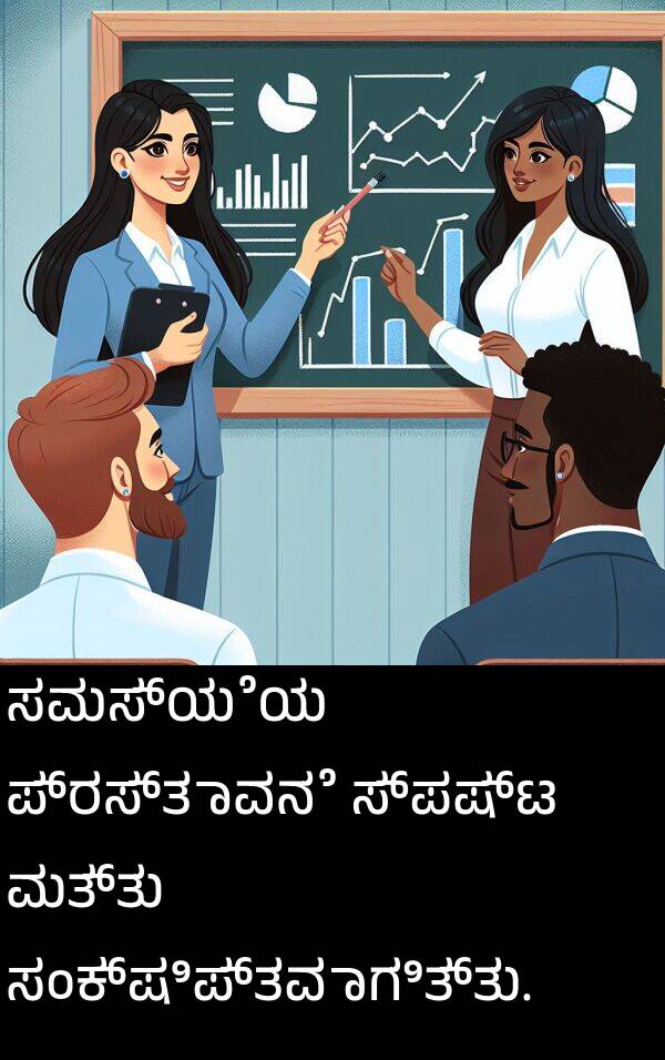 ಸಂಕ್ಷಿಪ್ತವಾಗಿತ್ತು: ಸಮಸ್ಯೆಯ ಪ್ರಸ್ತಾವನೆ ಸ್ಪಷ್ಟ ಮತ್ತು ಸಂಕ್ಷಿಪ್ತವಾಗಿತ್ತು.