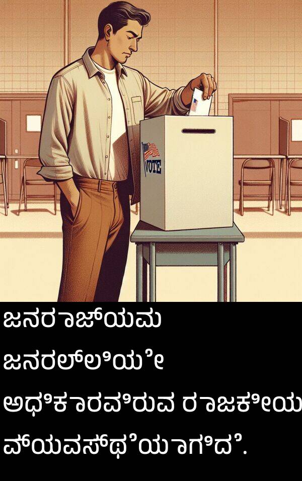 ವ್ಯವಸ್ಥೆಯಾಗಿದೆ: ಜನರಾಜ್ಯವು ಜನರಲ್ಲಿಯೇ ಅಧಿಕಾರವಿರುವ ರಾಜಕೀಯ ವ್ಯವಸ್ಥೆಯಾಗಿದೆ.