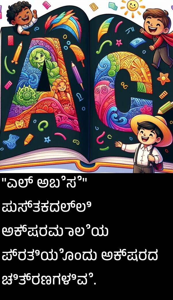 ಪ್ರತಿಯೊಂದು: "ಎಲ್ ಅಬೆಸೆ" ಪುಸ್ತಕದಲ್ಲಿ ಅಕ್ಷರಮಾಲೆಯ ಪ್ರತಿಯೊಂದು ಅಕ್ಷರದ ಚಿತ್ರಣಗಳಿವೆ.