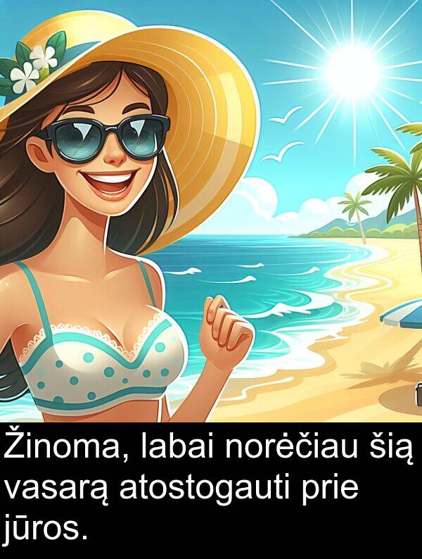 šią: Žinoma, labai norėčiau šią vasarą atostogauti prie jūros.