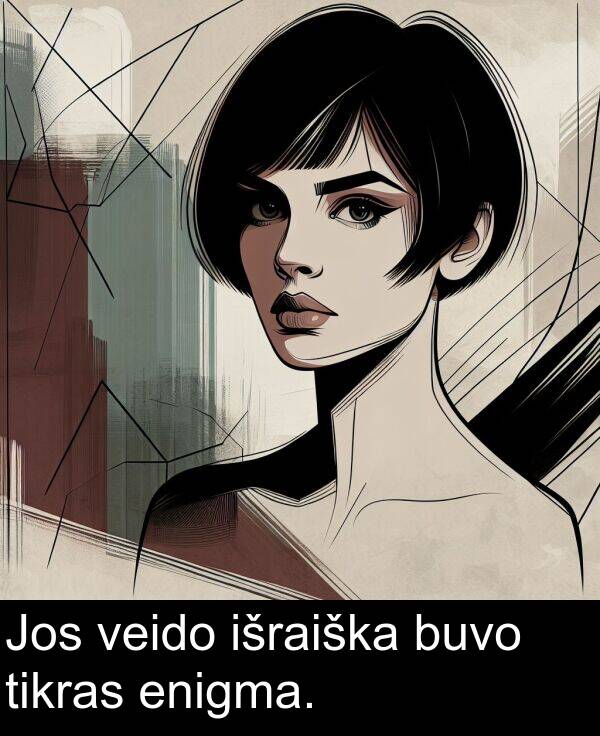 enigma: Jos veido išraiška buvo tikras enigma.