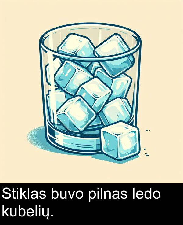 pilnas: Stiklas buvo pilnas ledo kubelių.
