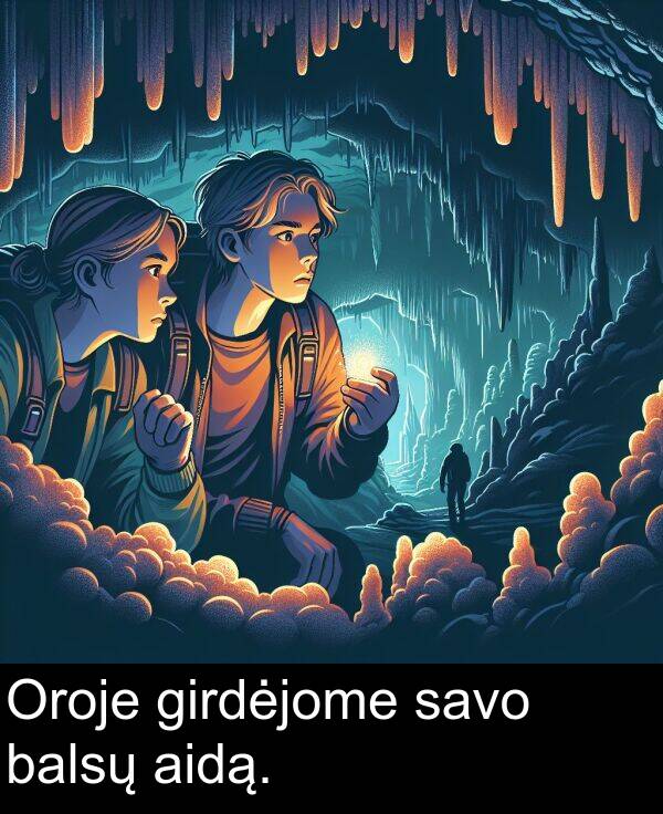 balsų: Oroje girdėjome savo balsų aidą.