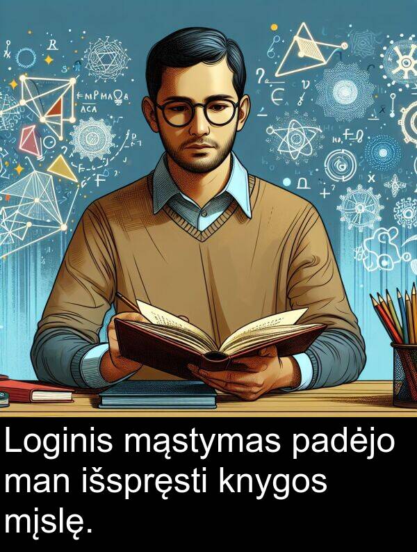 man: Loginis mąstymas padėjo man išspręsti knygos mįslę.