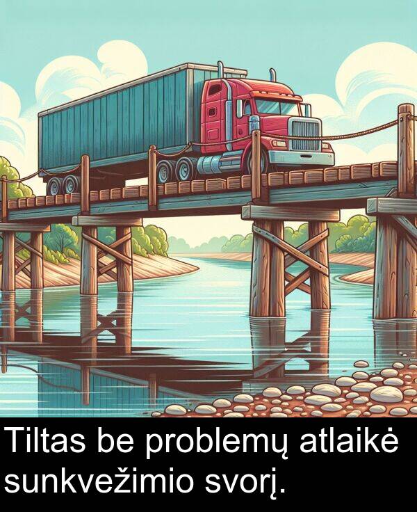 atlaikė: Tiltas be problemų atlaikė sunkvežimio svorį.