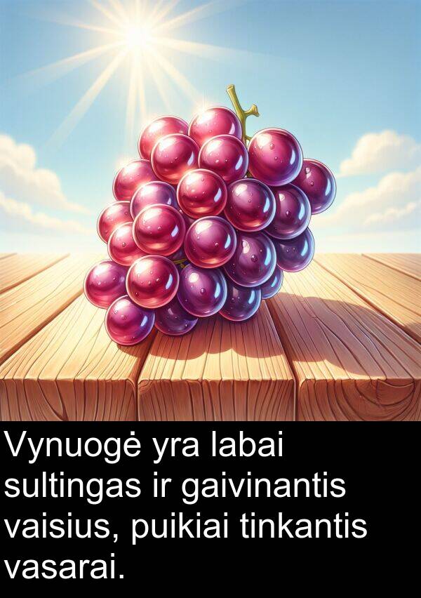 vaisius: Vynuogė yra labai sultingas ir gaivinantis vaisius, puikiai tinkantis vasarai.